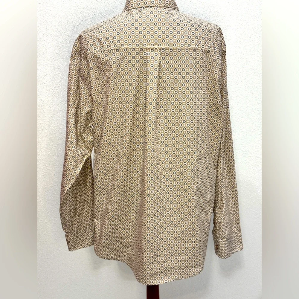 Justin Boots Men's Tan Geometric Medallion Long Sleeve Shirt Button Down Mens XL